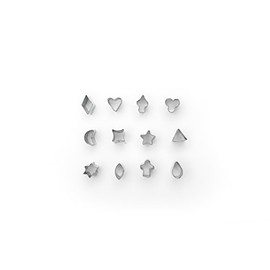 Fox Run Mini Shapes Fondant Cutter Set, Small Star, Diamond, Heart, Clover, Spade, Moon, Oval, 12-Piece, Stainless Steel