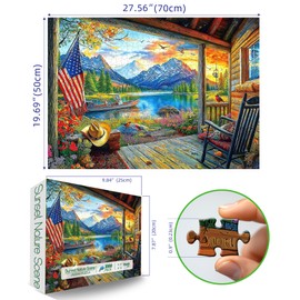 Lake Village 1000 Piece Jigsaw Puzzle for Adults Sunset Nature Scene Colorful Landscape Puzzle Challenging Family Puzzle Perfect for Game Nights (27.5"X19.6")