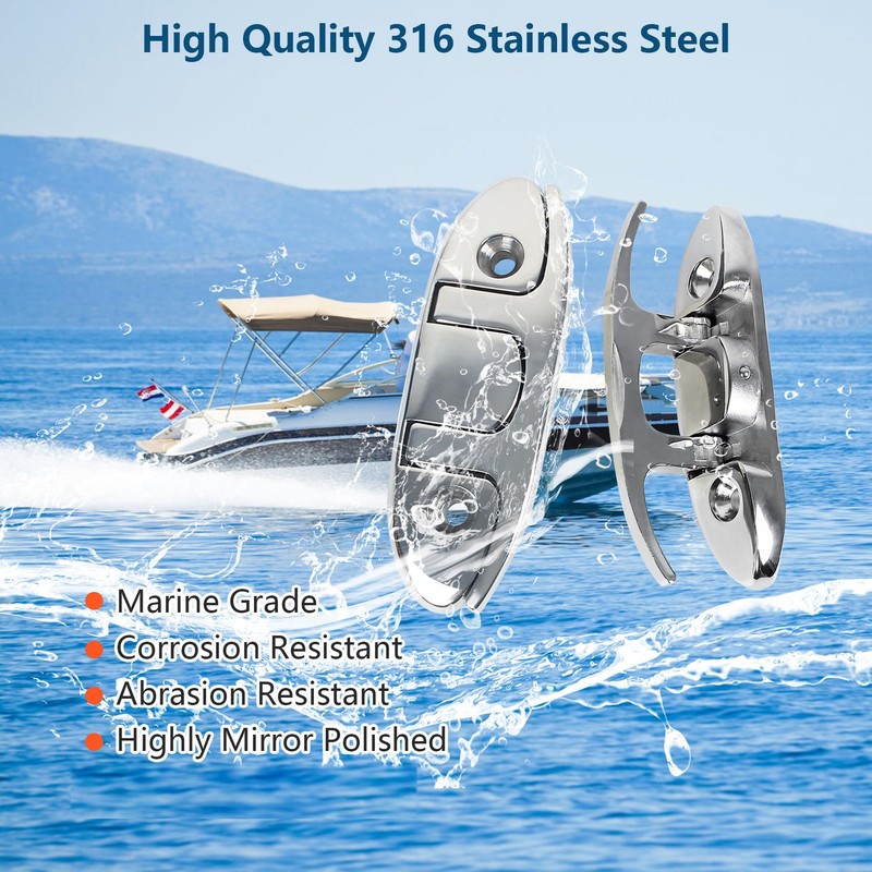 Boat Cleat Folding 4-1/2", Dock Cleat Flip Up 2 Holes