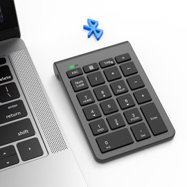 Nummernblock Bluetooth - Ziffernblock Kabellos - Numpad mit 22 Tasten und Mehreren Tastaturkürzeln - Ziffernblock Bluetooth mit Energiesparmodus - Ergonomisch - für Laptop Desktop PC Notebook Surface