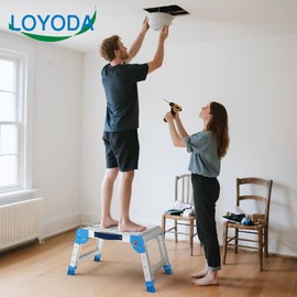 Loyoda 600lbs Work Platform, Foldable Step Stool with One-Click Folding and 3 Adjustable Heights, Perfect for RV Cleaning, Home Painting and Reaching High Places.