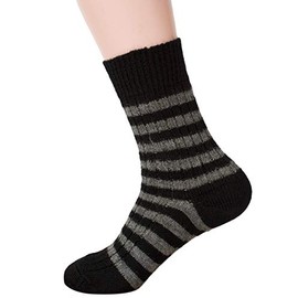 Hirsch Natur, Block Stripe Socks Medium Weight 100% Wool (kbT), black/charcoal