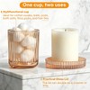 PENCK 2 Pack Ribbed Glass Qtip Holder with Lid, Amber