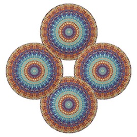 Kigai Mandala Round Placemats Set of 4, Non-Slip Table Mats Washable Heat Resistant Place Mats for Kitchen Dining Table Home Decor,15.4 Inch