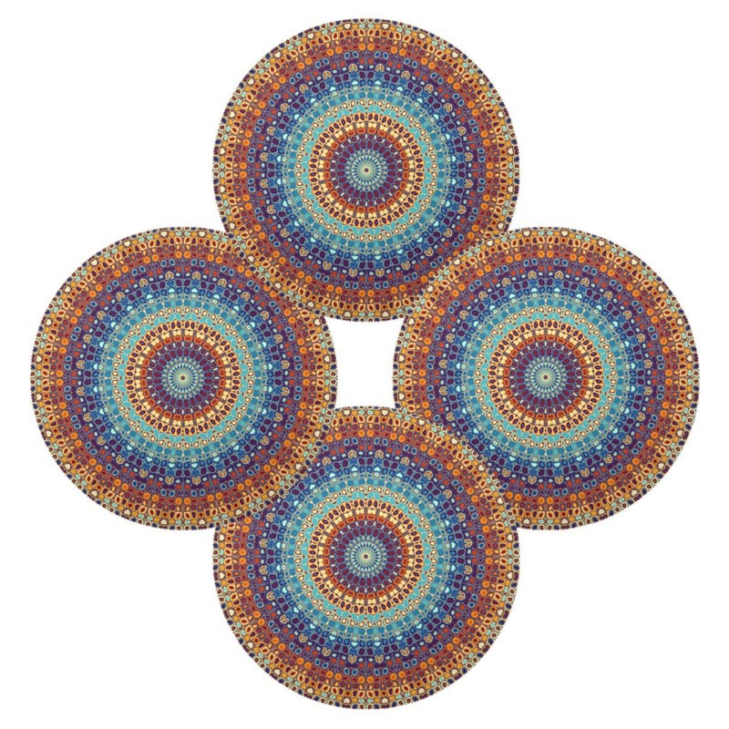 Kigai Mandala Round Placemats Set of 4, Non-Slip Table Mats