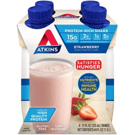 (2 Pack) Atkins, Strawberry Shake, 4 Count per Pack, 11 Oz. Containers