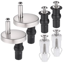Quick Release Toilet Seat Fixings, Universal Toilet Seat Hinges Fittings with Spare Expanding Rubber Screws Nuts Bolts for WC Toilet Blind Holes, 6Pcs