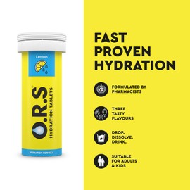 O.R.S Hydration Tablets with Electrolytes, Vegan, Gluten and Lactose Free Formula – Soluble Hydration Tablets with Natural Lemon Flavour, 72 Tablets (Pack of 6 x12)