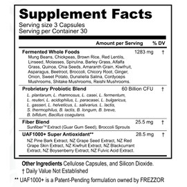 FREZZOR Probiotic + Prebiotic Capsules, Once Daily 60 Billion CFUs, Digestive Health for Men and Women, 18 Strains, Shelf Stable, With Fermented Wholefoods, Prebiotic & Fibre, 90 caps, 1 Month Supply