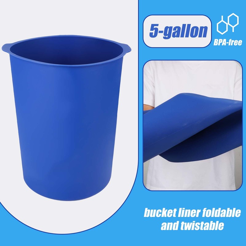 5 Gallon Bucket Liner, Reusable Rubber Bucket Liners with Measuring