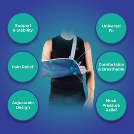 OPPO Arm Sling | Adjustable Medical Support for Arm, Shoulder & Wrist Injuries, Fractures, Sprains, Post-Surgery Recovery | Universal Fit for Left or Right Arm | XL