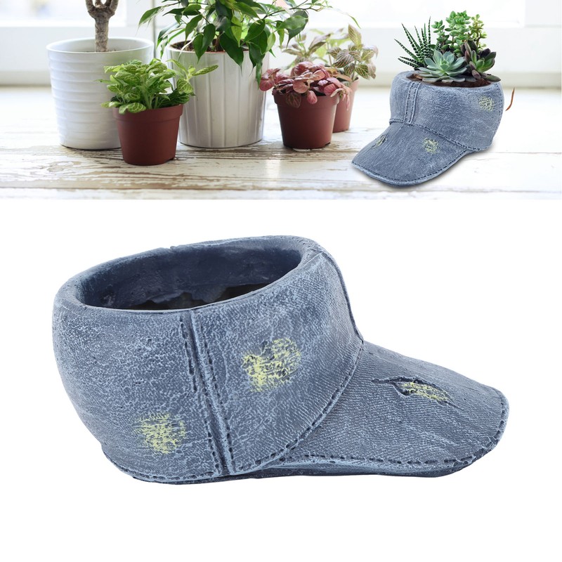 Hat Flower Pot Blue Retro Cowboy Hat Clothes Resin Plant