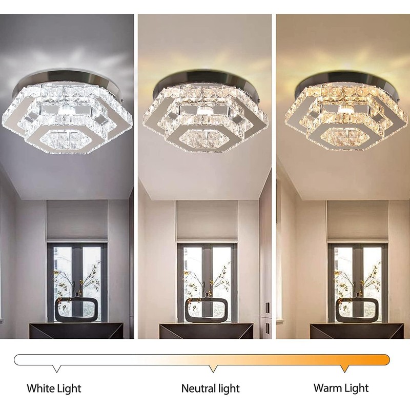 CXGLEAMING Modern Chandelier Crystal Flush Mount Ceiling Light LED Pendant