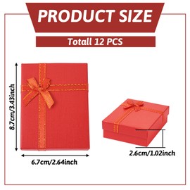 Cheriswelry 12Pcs Red Gift Box 2.64"x3.43" Small Gift Box with Lid Valentines Mother’s Day Wedding Decorative Box for Necklace Earring Bracelet Ring
