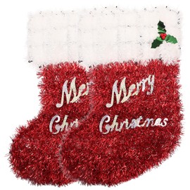 NOLITOY Christmas Stockings, Large Tinsel Garland Xmas Stockings Hanging Ornaments for Holiday Christmas Party Fireplace Window Wall Decor