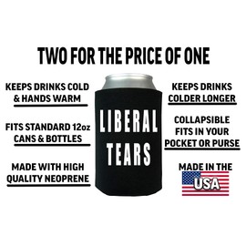 Rogue River Tactical Funny Joke Liberal Tears Collapsible Beer Can Bottle Beverage Cooler Sleeves 2 Pack