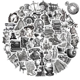 50PCS Black and White Stickers Character Decorative Decals Waterproof Vinyl Stickers Perfect for Laptops Phone Car Skateboards