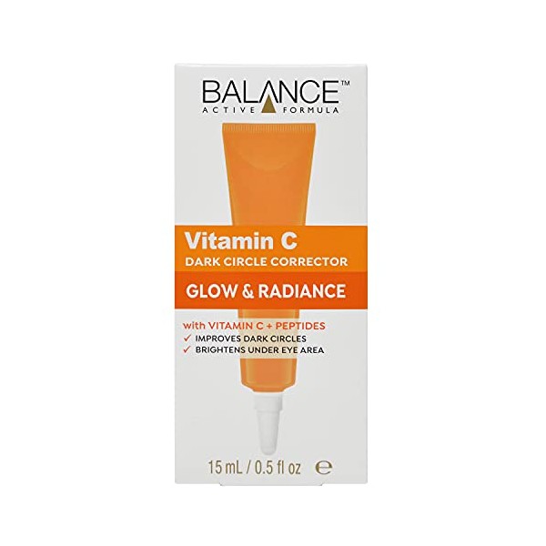 Balance Active Formula Vitamin C Glow and Radiance Dark Circle Corrector With Vitamin C and Peptides, Improves Appearance Of Dark Circles, Brightens And Hydrates Under Eye Area, 15 ml