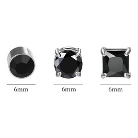 NEWITIN 6 Pairs Stainless Steel Magnetic Stud Earrings for Men Magnetic Earrings Men Clip on Earrings Non Piercing Earrings Unisex CZ Magnetic Earrings Diamond Earrings for Women Men