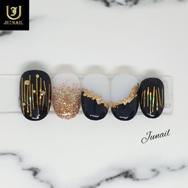 Gold Rain Handmade Nail Tips - Long Oval / 골드레인 수제네일팁 - 롱오발