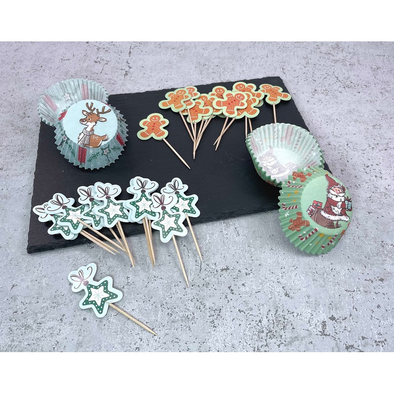96-Piece Muffin Cupcake Decoration Baking Set Christmas Xmas Motifs Reindeer,