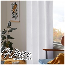 HOMIDATE White Curtain,84 inch Long White Curtains,Cotton Curtains Set of 2 Size 50x84 inch,White Cotton Drapes,Curtains for Window,Textured White Curtains, 84" Curtains,Bathroom Curtains