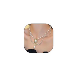 Dainty Pearl Bow Pendant Necklaces,Vintage Charming Layering White Bead Choker,Aesthetic Bridesmaid Accessories Jewelry for Women (Pearl)