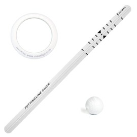 MAZEL Golf Putting Alignment Rail,Alloy Steel Golf Trainer Aid for Putting Green,35 * 1.6 Inch,Precision Distance Control & Instant Feedback (Putting Alignment Rail, Putting Ring, Practice Ball)