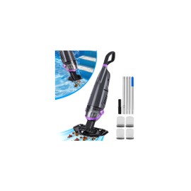 KimPump Cordless Handheld Pool Vacuum Cleaner with 4 Filter Bags, Suitable for Ultra-fine Impurity Filtration|Dual Brush Heads+Aluminum Poles|20.5 GPM Suction-Powerful Spa Vacuum for Hot Tub-Purple