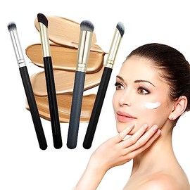 4 pinceles correctores para debajo de los ojos, pinceles profesionales para contorno, correctores y base para mezclar cosméticos líquidos o en polvo, pinceles angulares para base