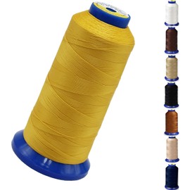 Bonded Nylon Thread for Sewing-Heavy Duty Nylon Thread for Leather, Jeans, Upholstery and Weaving; #69 T70 Size 210D/3 1400 Yards（Yellow）