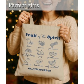 LUERHUI Fruit of the Spirit Tote Bag for Women, Christian Religious Gifts Tote Bag for Church