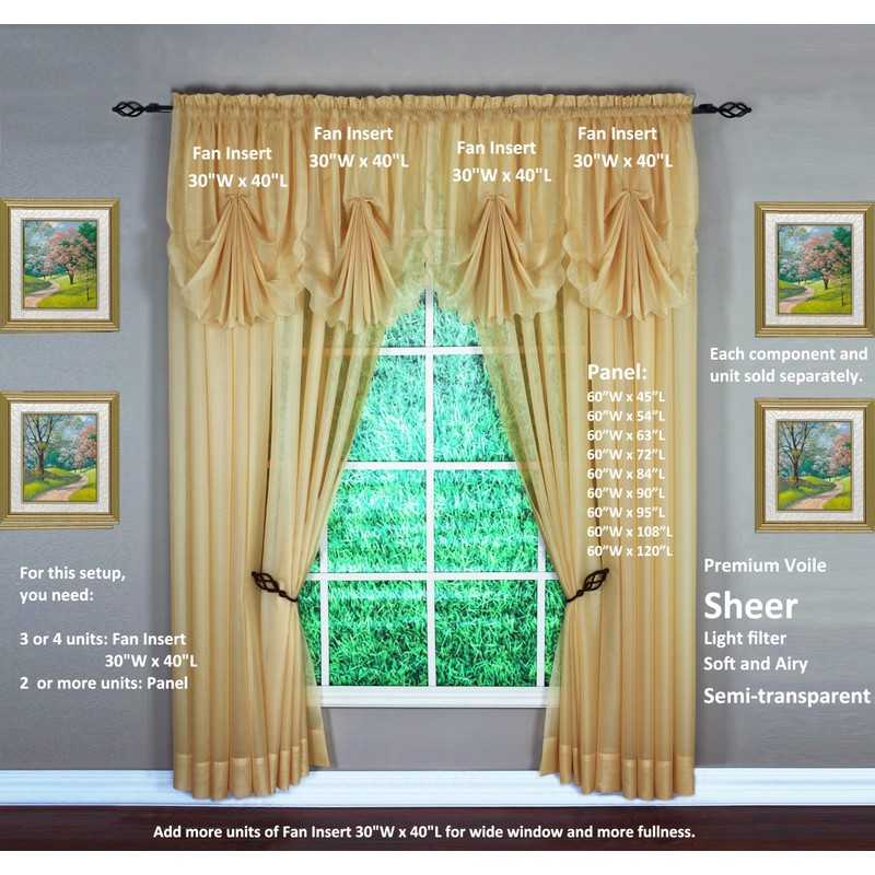 Today's Curtain Emelia Original Voile Panel 120", Gold, 60" W