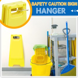 MorningRo 2 Pcs Floor Safety Caution Sign Hangers Wall Mount Wet Floor Sign Holder Stainless Steel Sturdy
