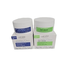 Lacura Q10 Anti-Wrinkle 1.7oz Day & 1.7oz Night Face Cream Moisturizer with Bioflavonoid and Retinol Complex Set - All Skin Types. Dermatologist Tested European Skincare.