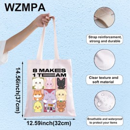 WZMPA AT EEZ Group Canvas Tote Bag K-Pop Music Lover Gift 8 Make 1 Team Shopping Grocery Bag Korean Band Merchandise, 8 Make 1 Team Tg, L