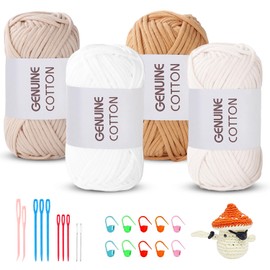 Maxee Crochet Yarn for Beginners, 200 g (50 g x 4 Colour), No Split Yarn, Thick Yarn Cotton for Crocheting, Crochet Amigurumi Wool, Chunky Cotton Yarn, Simple Knitting Yarn for Crochet, Knitting