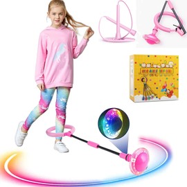 Q-WOOFF Jumping Ball and Skipping Rope, for Outdoor Toys for Children Aged 5-12 Years, Gifts for Girls Aged 8-12 Years, Gifts for Boys, Exercise, Jumping Games (Pink)