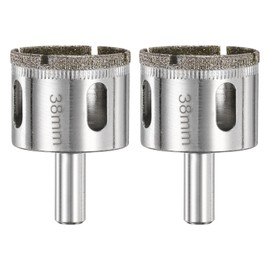 HARFINGTON 2pcs Diamond Drill Bit Hole Saw 1-1/2"(38mm) Tile Core Cutting Drilling Tool for Glass Ceramic Marble Porcelain Tile Quartz Gemstone Aquariums