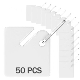 50 PCS White Plastic Key Tags 1.5 Inch Key Tags Identifiers with Metal Snap Hooks Hanging Key Tag with Labels for Home Offices and Garages