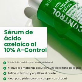 NINELESS-A-Control Azelaic Acid Serum 30ml | Sérum Facial con 10% de Ácido Azelaico, Niacinamida, Centella Asiática y Filtrado de Caracol | Reduce Imp