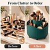 360° Rotating Makeup Organizer for Vanity – Green 5-Compartment Cosmetic