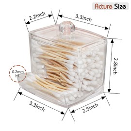 Qihomy Square Cotton Swab Storage Container - Transparent Apothecary Jars With Lids Unbreakable Cotton Ball Qtip Holder With 2 Types Take Out Ways Bathroom Canisters Jars