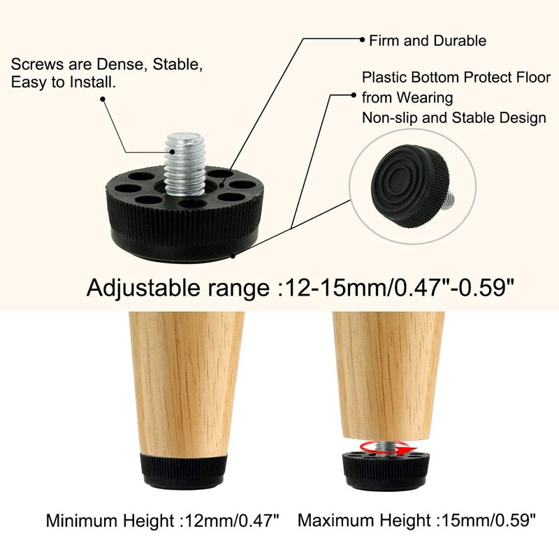 sourcing map Set of 8 Adjustable Levelling Feet M8 x