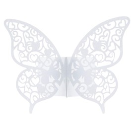 Dokpav Pack of 50 Butterfly Paper Napkin Rings for Wedding, Christening, Communion, Graduation, Birthday, Christmas, Banquet Party Table Decoration (White)