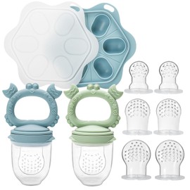 Silicone Baby Feeder & Breastmilk Popsicle Maker, 6-12M+ Baby Teething Soother, Fruit Puree Nibbler, Self-Feeding Tool with Easy-Grip Handle, Dishwasher Safe, BPA-Free