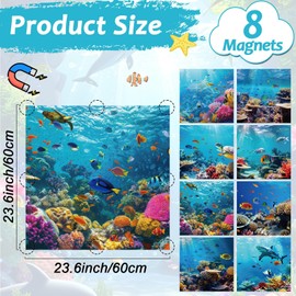 8 Pcs Fluorescent Light Covers with 64 Magnets Decorative for Classroom Ceiling Light 2 x 2 Feet Magnetic Light Covers Filter Easy Install for Office Hospitals & Home Drop Ceiling Supplies （Ocean）