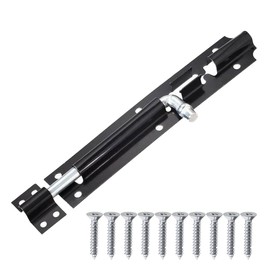 iPEAK Door Bolt Lock (8'') Black Heavy Duty Latch Door Lock (8-inch) Internal Gate Tower Bolt Strong Barrel Bolt Slide Bolt for Door (1 Pack)