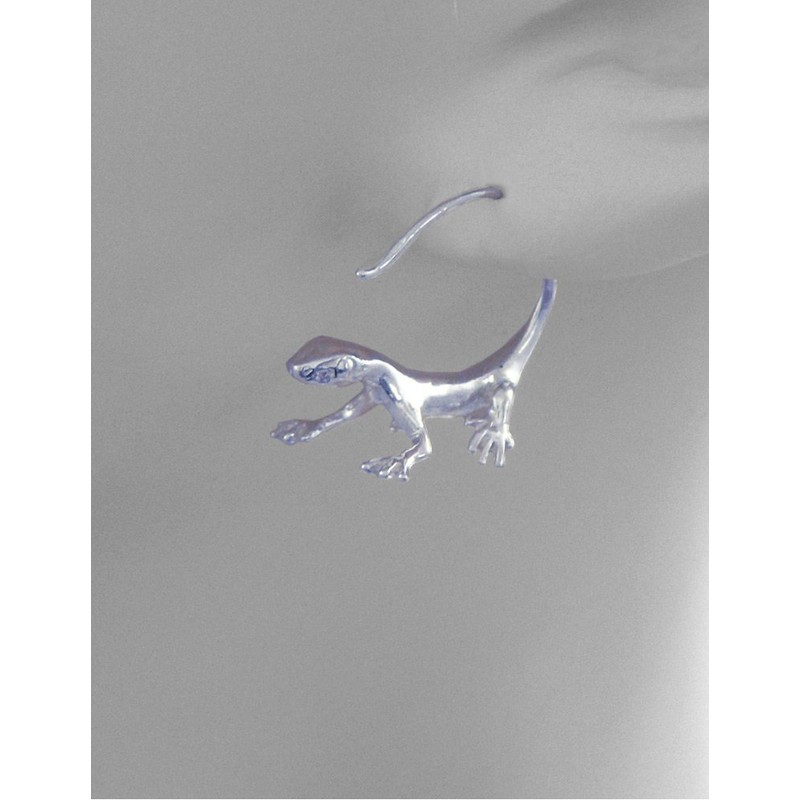 Lizard Reverse Hoop Earrings, Solid Sterling Silver, American Made