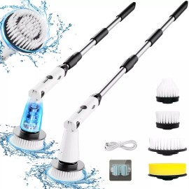 Swtroom Electric Spin Scrubber with Adjustable Handle Dual Speed Powerful Cleaning Brush